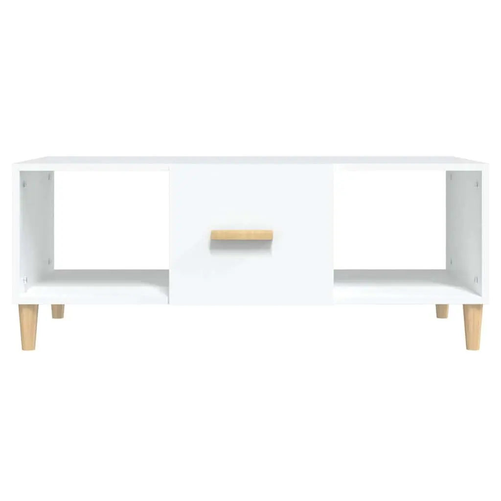 Coffee Table Living Room White 102x50x40 cm Storage Compartments Drawer