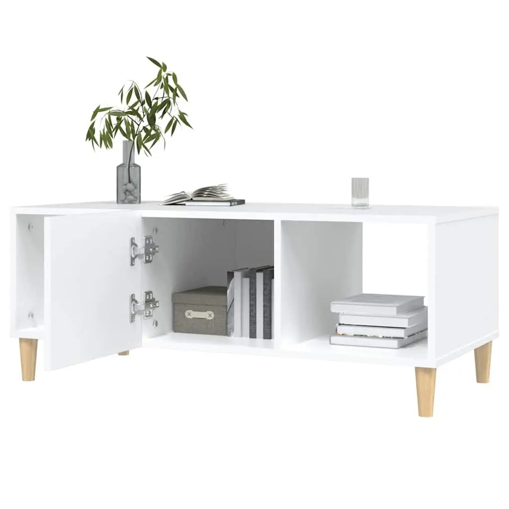 Coffee Table Living Room White 102x50x40 cm Storage Compartments Drawer