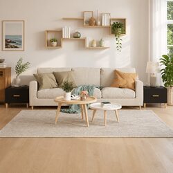 Black Coffee Tables Set of 2: 50 x 50 x 40 cm Each