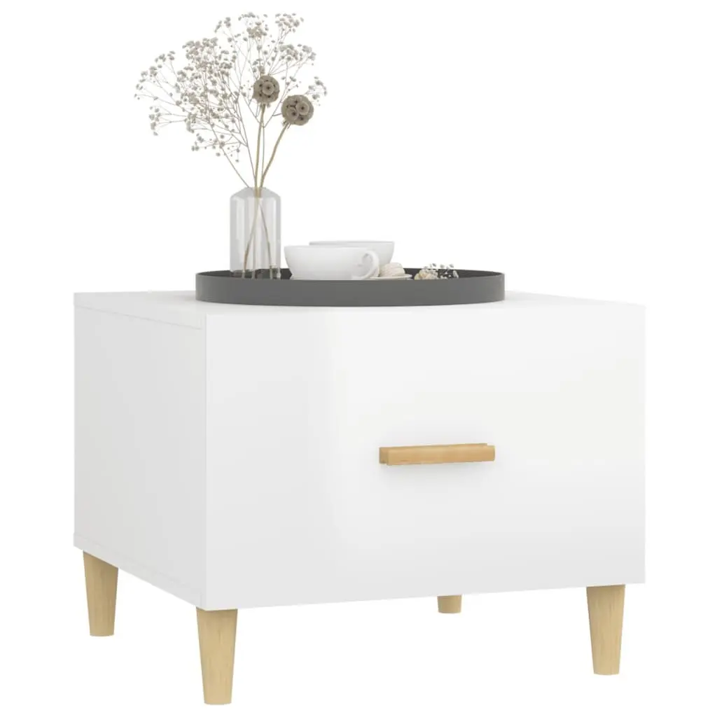 Coffee Tables 2 pcs High Gloss White 50x50x40 cm Engineered Wood Side Table