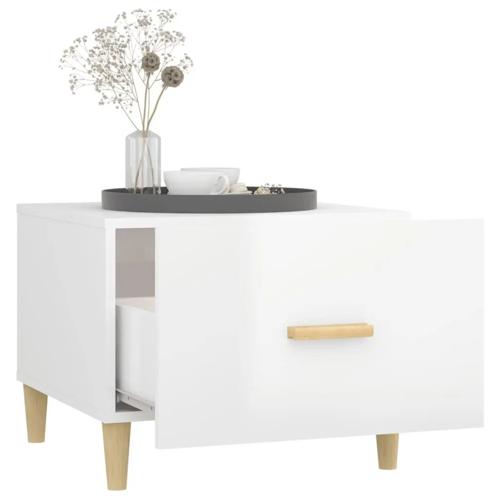 Coffee Tables 2 pcs High Gloss White 50x50x40 cm Engineered Wood Side Table
