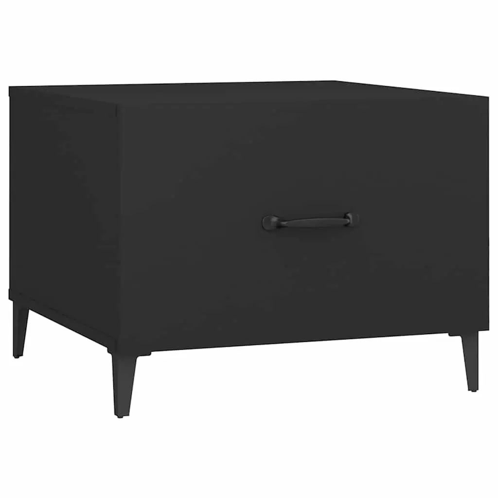 Coffee Table Set 2 pcs Black Industrial Metal Legs Storage Drawer 50x50x40 cm