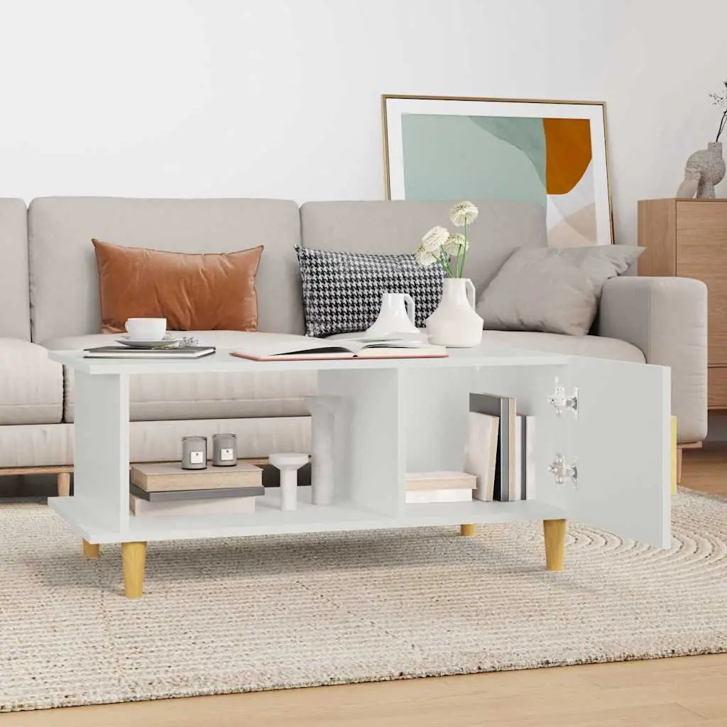 White Storage Coffee Table in Engineered Wood