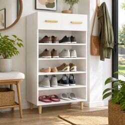 5-Compartment White Shoe Storage Cabinet Dimensions 60 x 35 x 105 cm