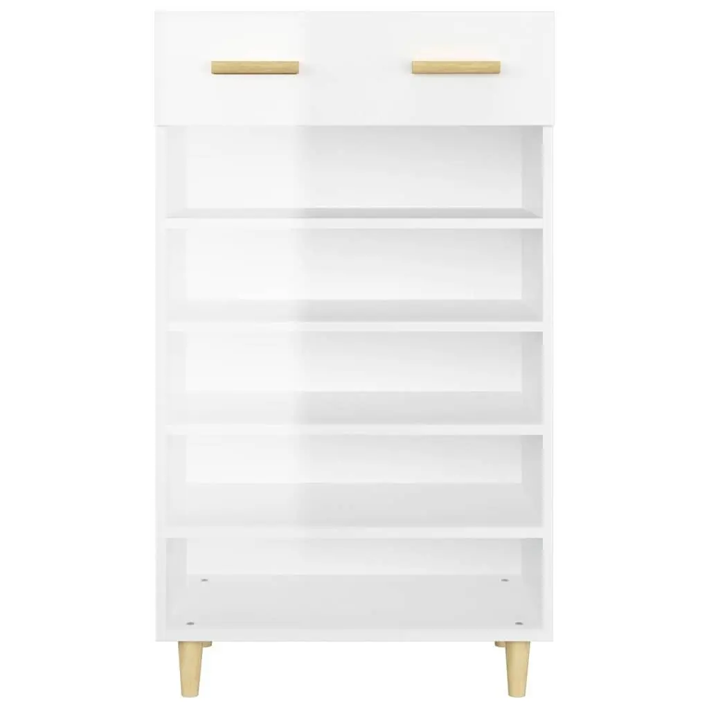 Tall Shoe Cabinet White Storage Organiser 5 Compartments 1 Drawer