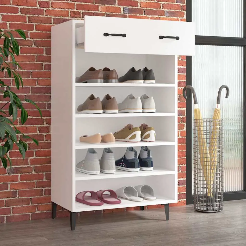 Shoe Cabinet White Engineered Wood Storage Cupboard Hallway Bedroom Furniture