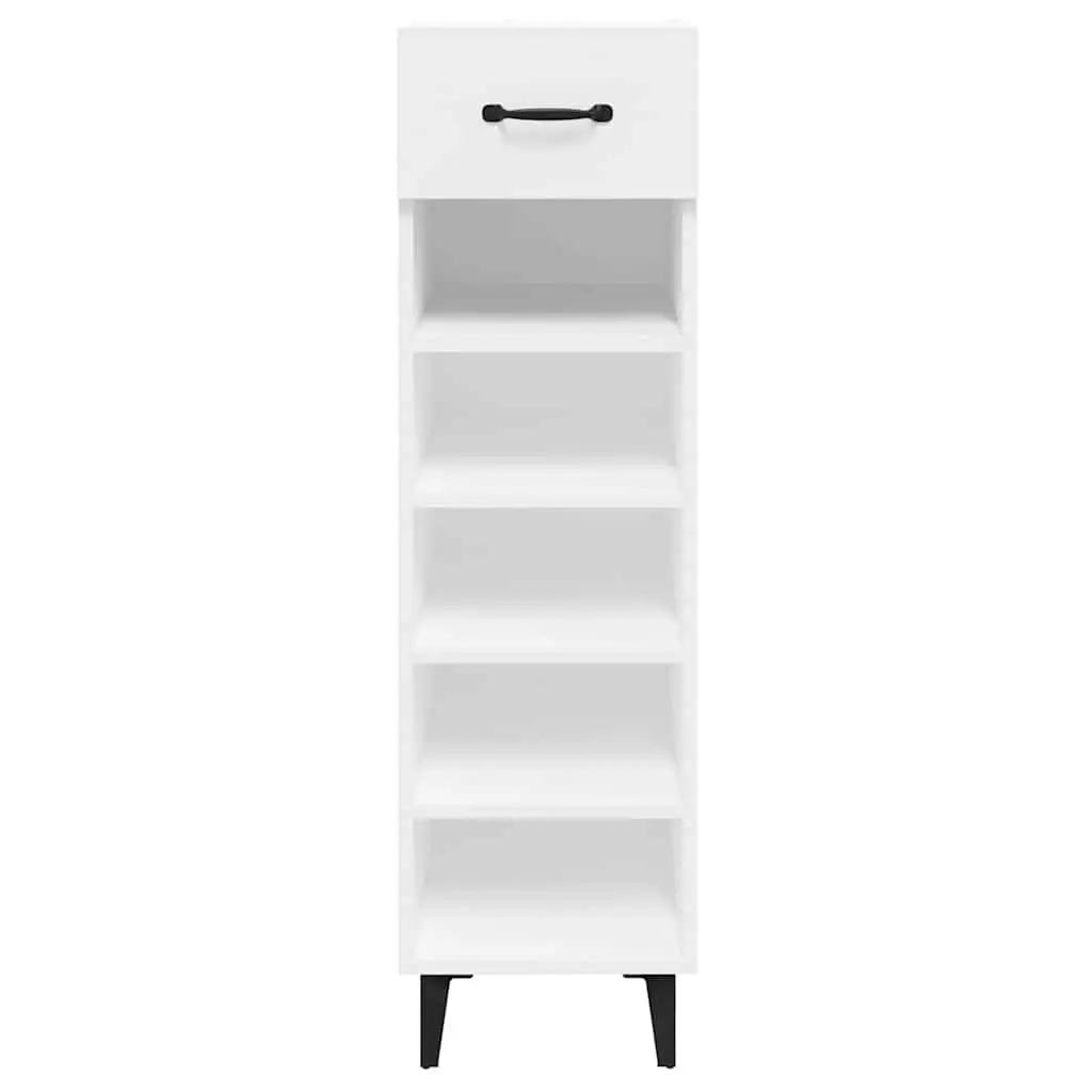 Shoe Cabinet Hallway 30W x 35D x 105H cm High Gloss White Storage Organiser Shelves Drawer