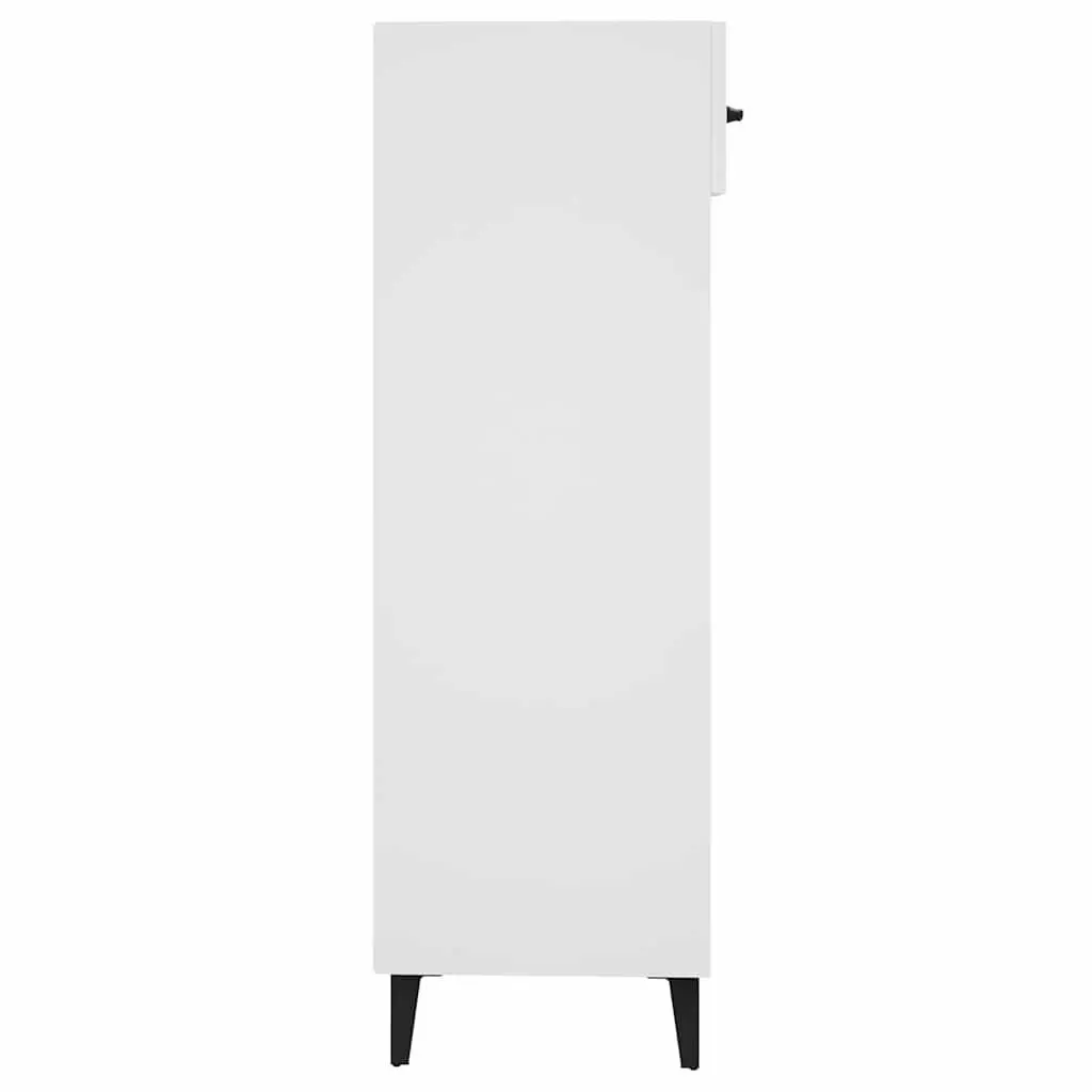 Shoe Cabinet Hallway 30W x 35D x 105H cm High Gloss White Storage Organiser Shelves Drawer