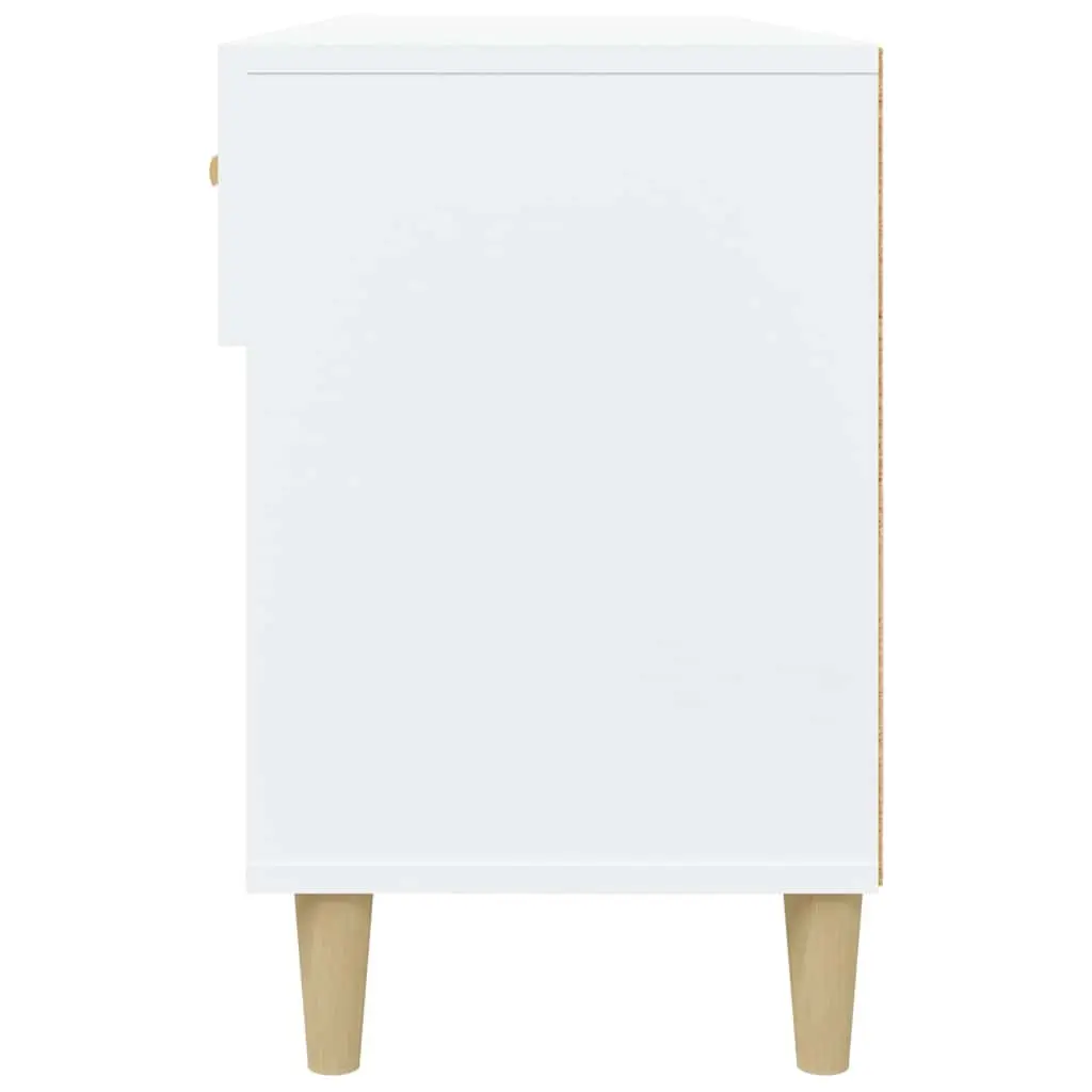 Shoe Cabinet White Storage Cupboard 2 Drawers 4 Compartments Organiser Rack