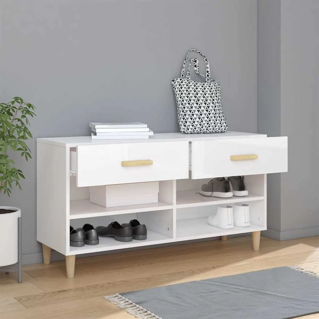 Shoe Cabinet High Gloss White Storage Organiser with Drawers Compartments