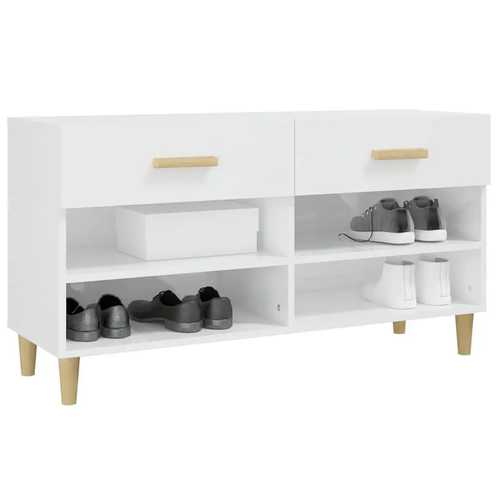 Shoe Cabinet High Gloss White Storage Organiser with Drawers Compartments