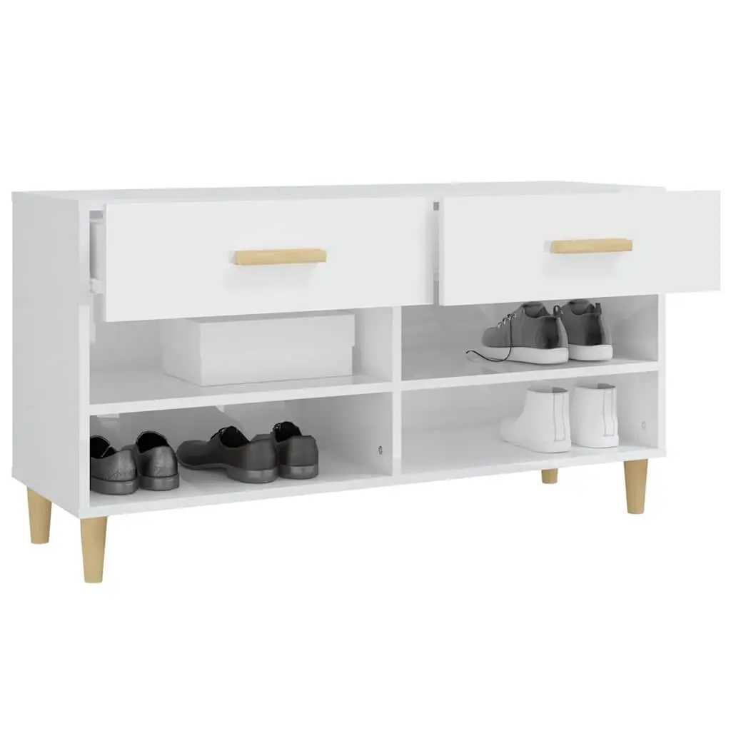 Shoe Cabinet High Gloss White Storage Organiser with Drawers Compartments