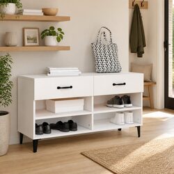 Specifications of White Shoe Cabinet: 2 Drawers, 4 Compartments