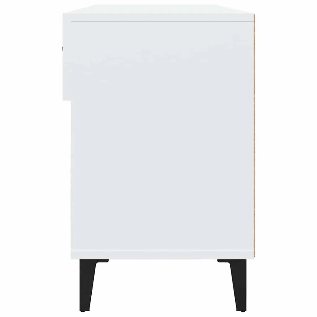 White Shoe Cabinet Storage Organiser 2 Drawers 4 Compartments Engineered Wood