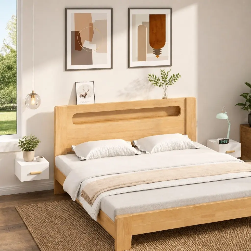 Floating Bedside Cabinets Set of 2 White Nightstands