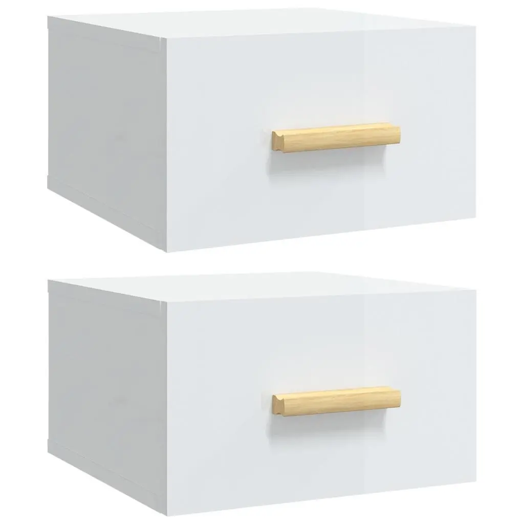 Floating Bedside Cabinets Set of 2 White Nightstands