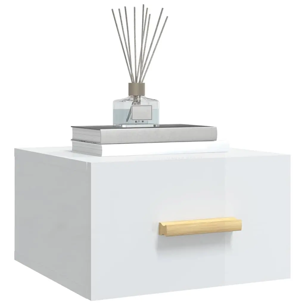 Floating Bedside Cabinets Set of 2 White Nightstands