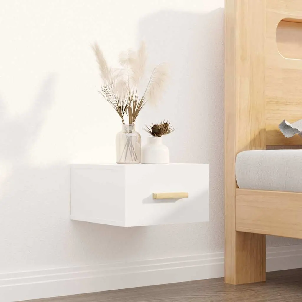 Floating Bedside Cabinets Set of 2 White Nightstands