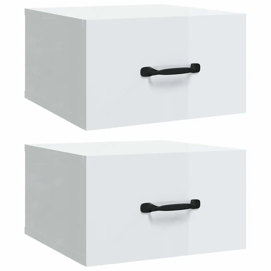 Wall-mounted Bedside Cabinets Bedroom Storage 35 x 35 x 20 cm White Floating Night Stands 2 Piece