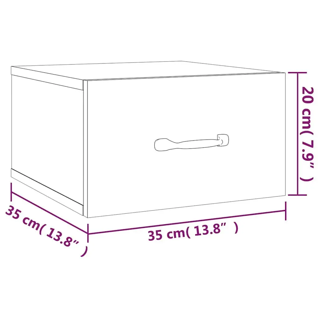 Wall-mounted Bedside Cabinets Bedroom Storage 35 x 35 x 20 cm White Floating Night Stands 2 Piece