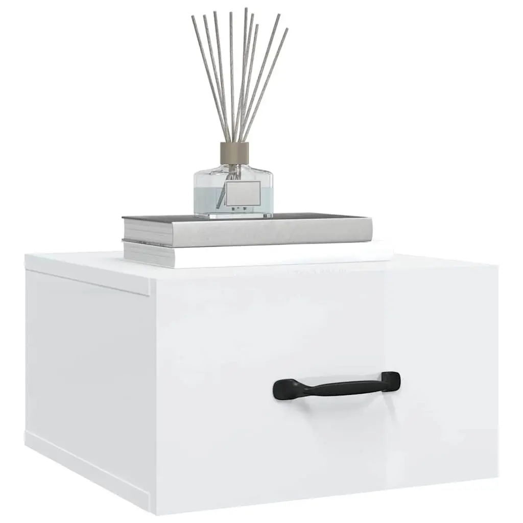 Wall-mounted Bedside Cabinets Bedroom Storage 35 x 35 x 20 cm White Floating Night Stands 2 Piece