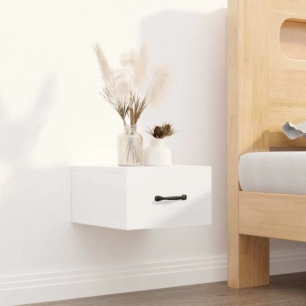 Wall-mounted Bedside Cabinets Bedroom Storage 35 x 35 x 20 cm White Floating Night Stands 2 Piece