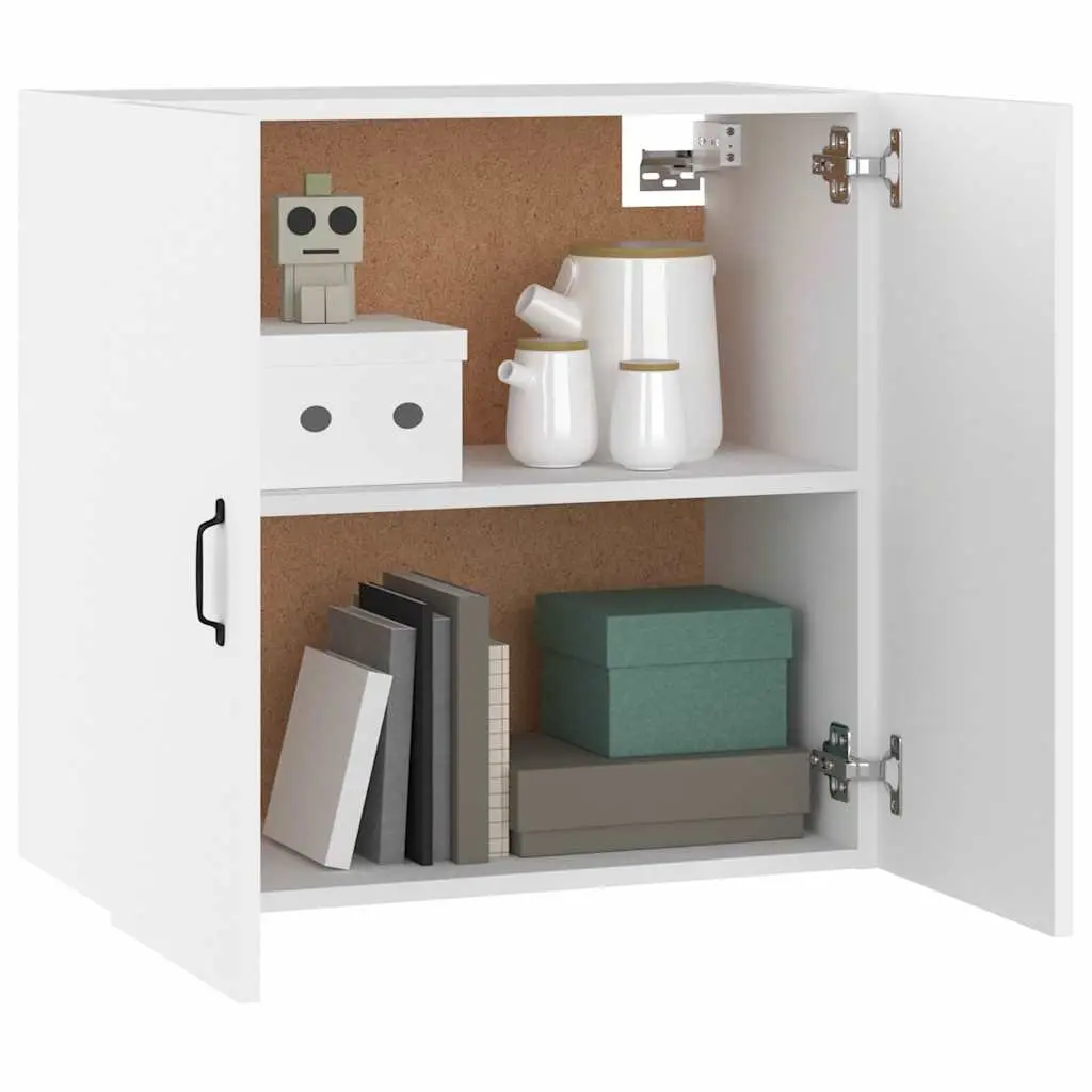 Wall Cabinet White Storage 60x31x60 cm Engineered Wood 2 Door Floating