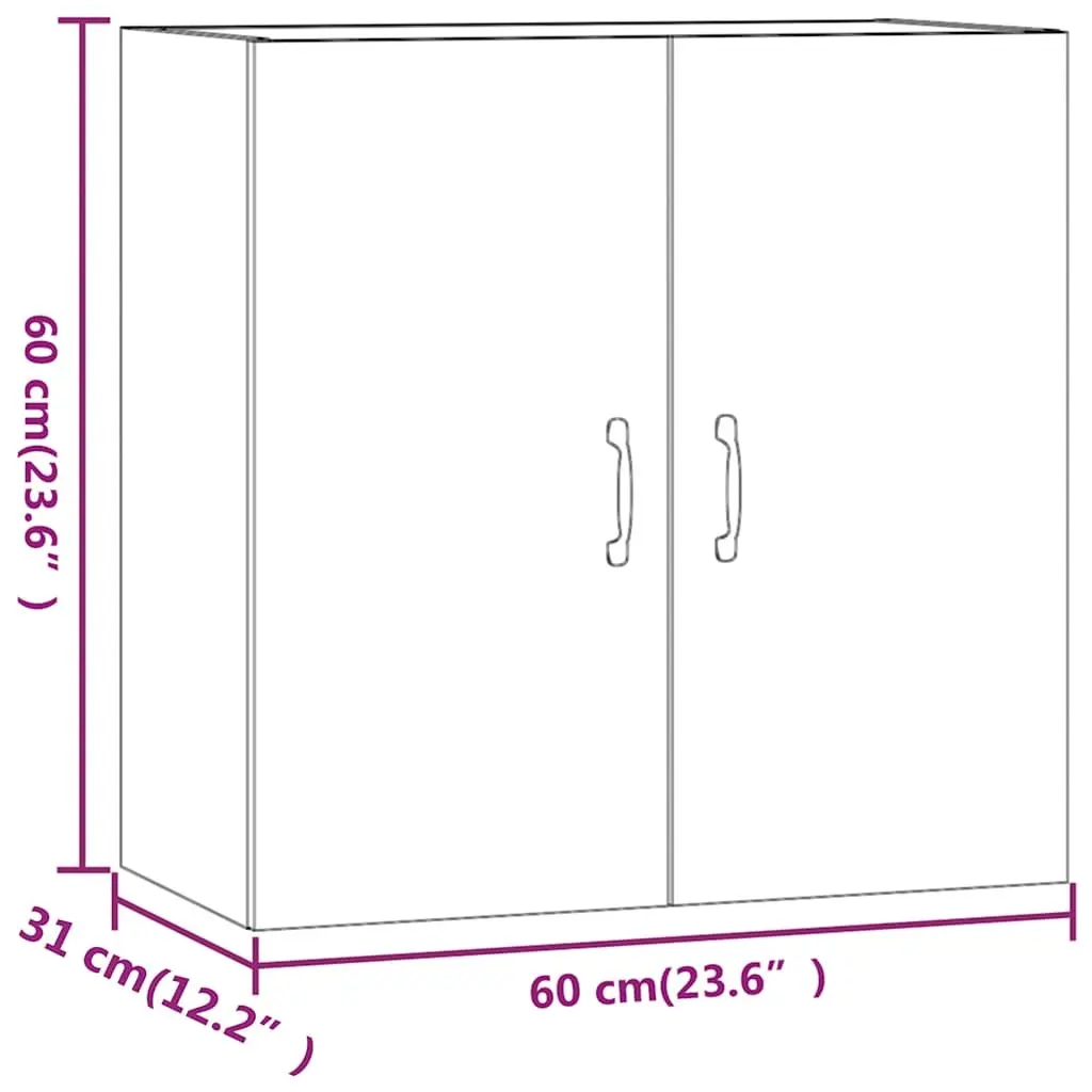 Wall Cabinet White Storage 60x31x60 cm Engineered Wood 2 Door Floating