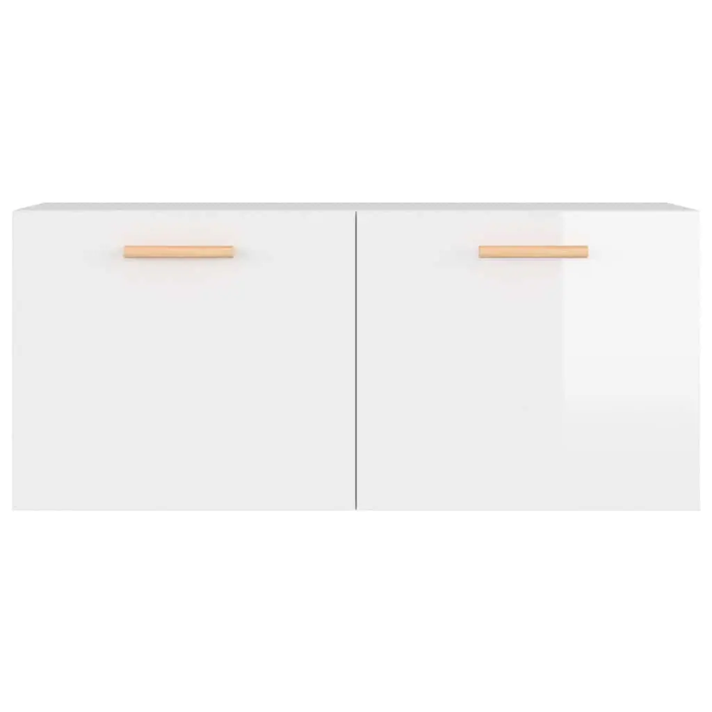 Wall Cabinet Floating Storage Shelf Living Room High Gloss White Engineered Wood 80 x 35 x 36.5 cm