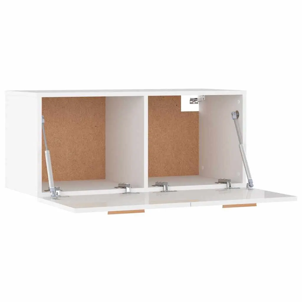 Wall Cabinet Floating Storage Shelf Living Room High Gloss White Engineered Wood 80 x 35 x 36.5 cm