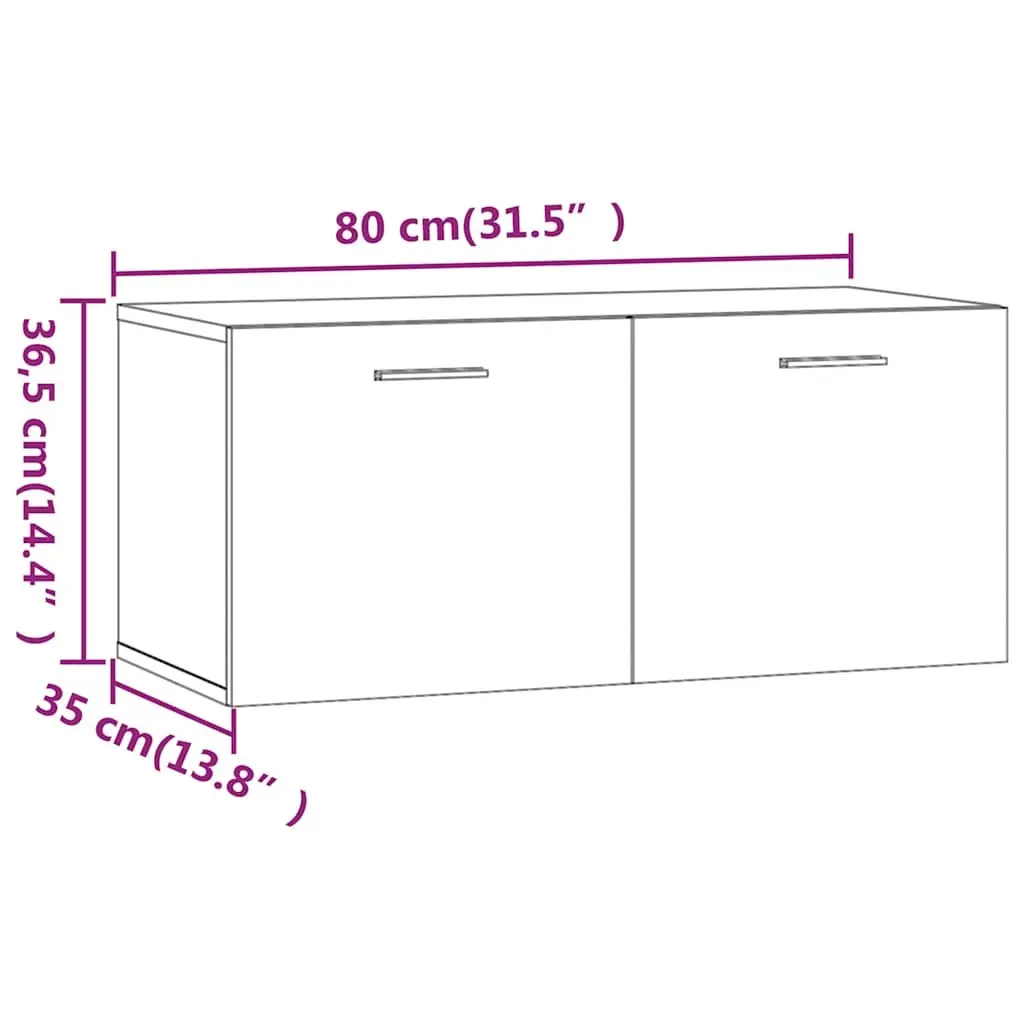 Wall Cabinet Floating Storage Shelf Living Room High Gloss White Engineered Wood 80 x 35 x 36.5 cm