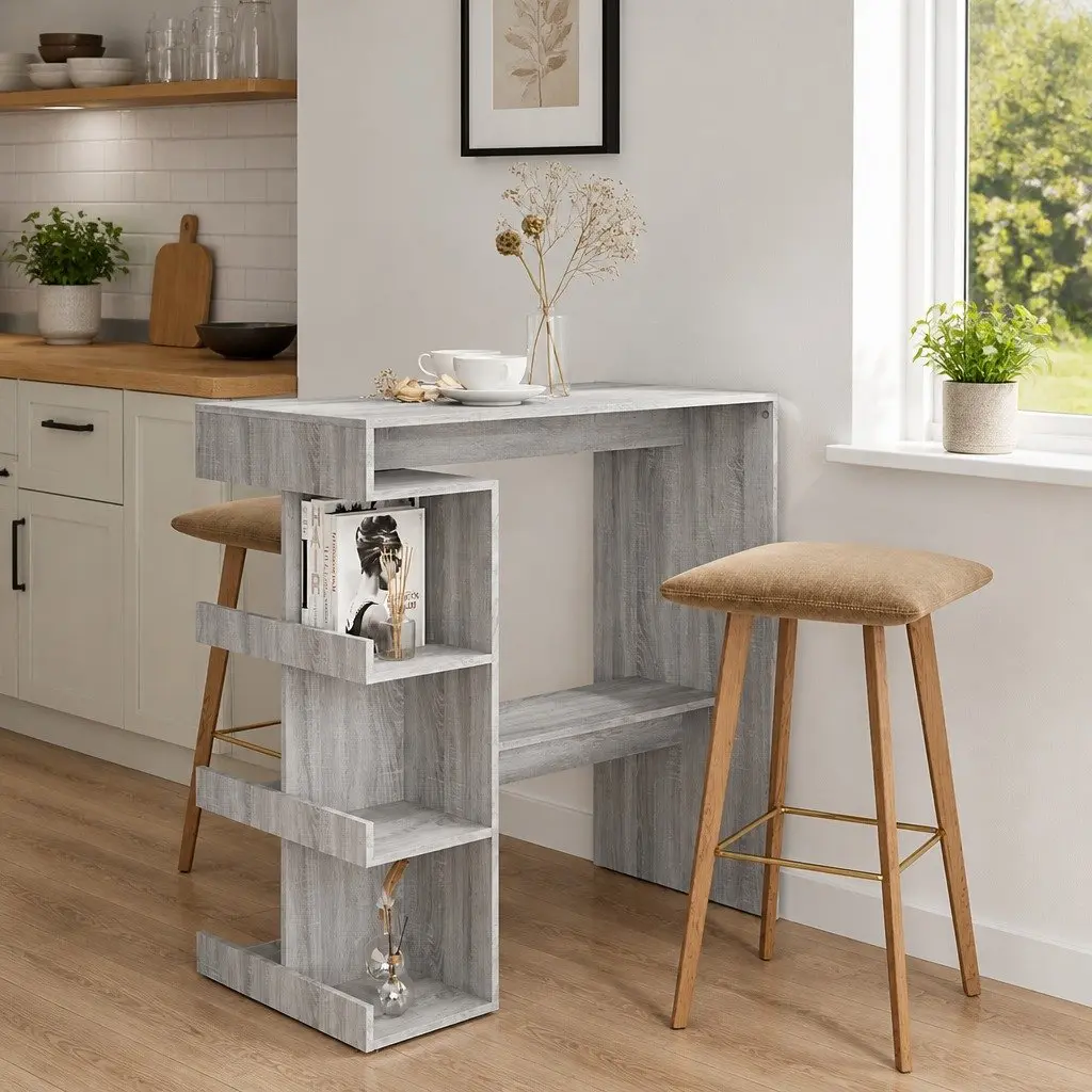 Bar Table for Kitchen Dining Grey 100L x 50W x 101.5H cm