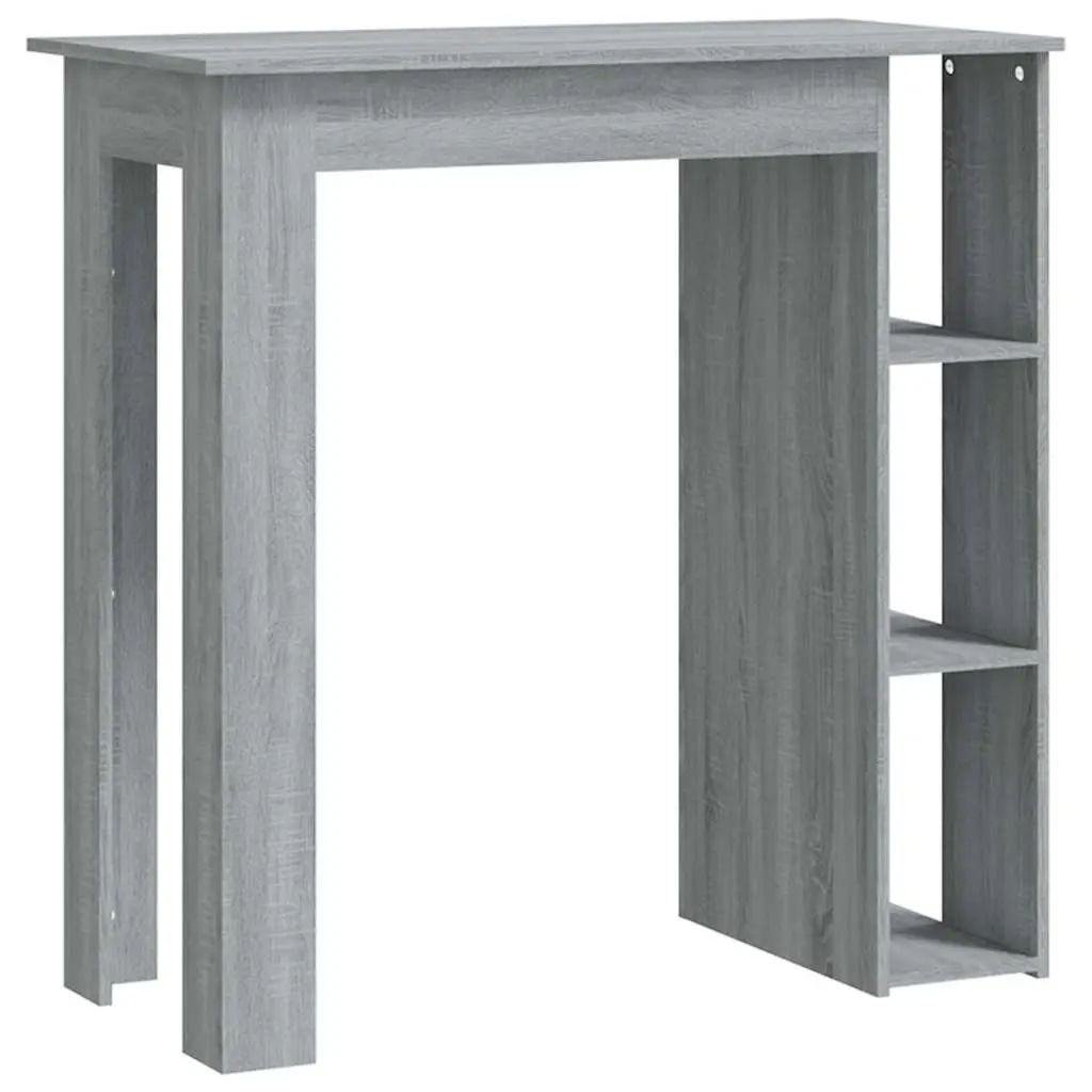 Bar Table Kitchen Dining Room Grey Compact with Storage Shelves