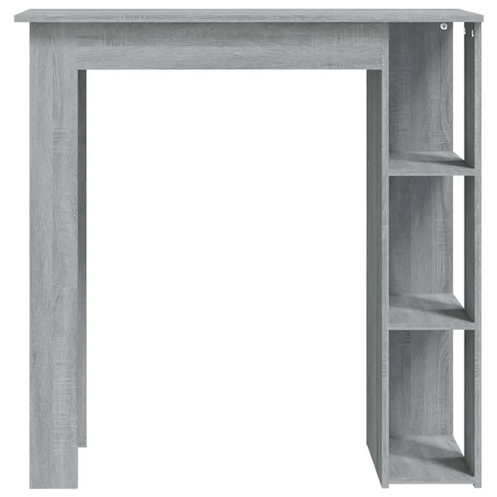 Bar Table Kitchen Dining Room Grey Compact with Storage Shelves