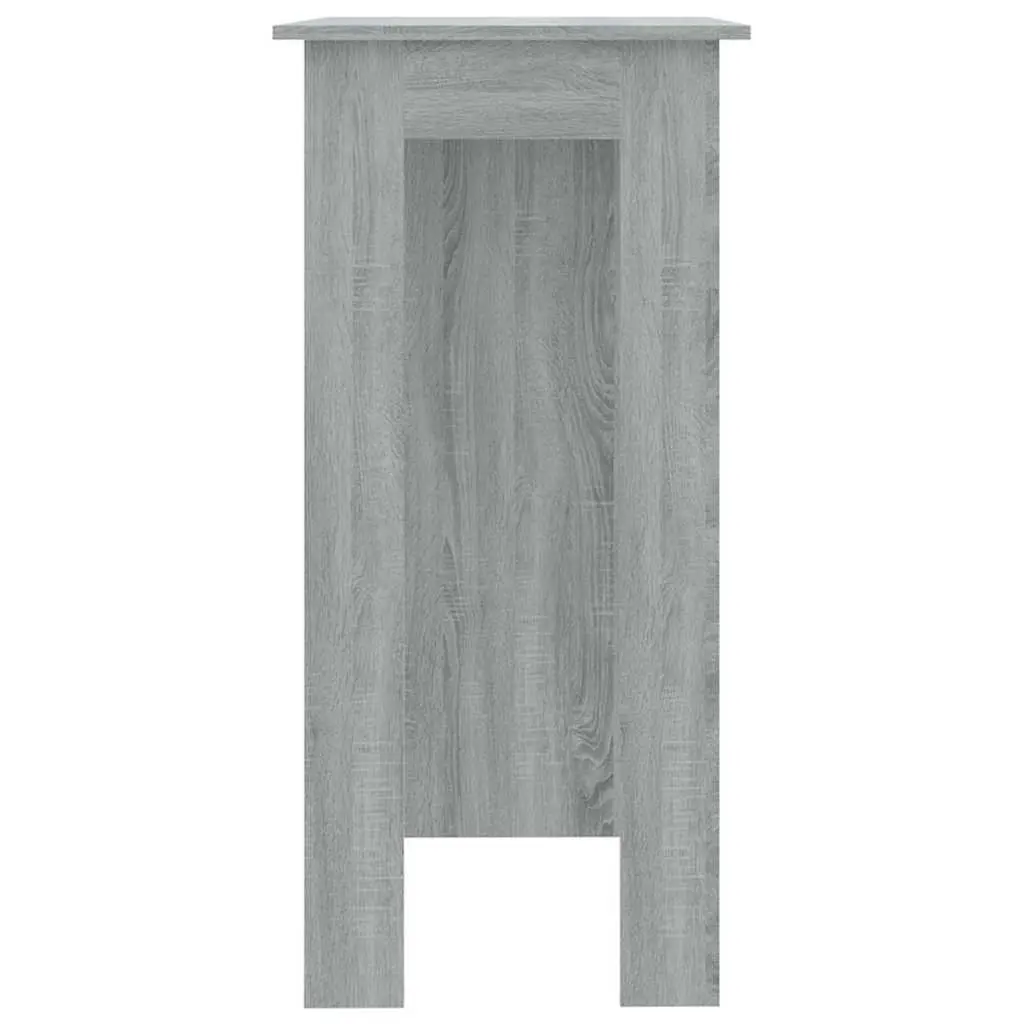 Bar Table Kitchen Dining Room Grey Compact with Storage Shelves