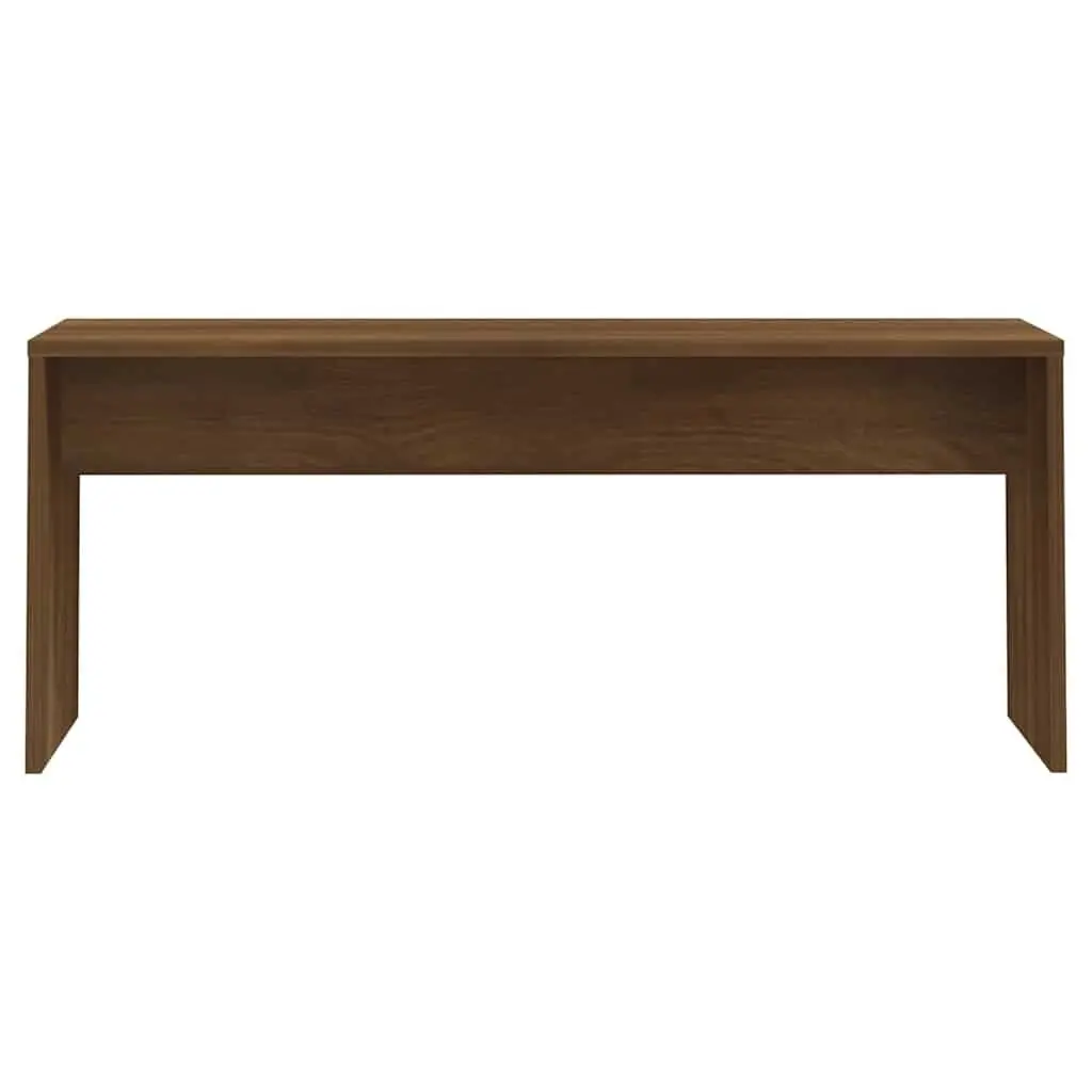 3 Piece Dining Set Brown Oak Engineered Wood Table Bench Kitchen Furniture