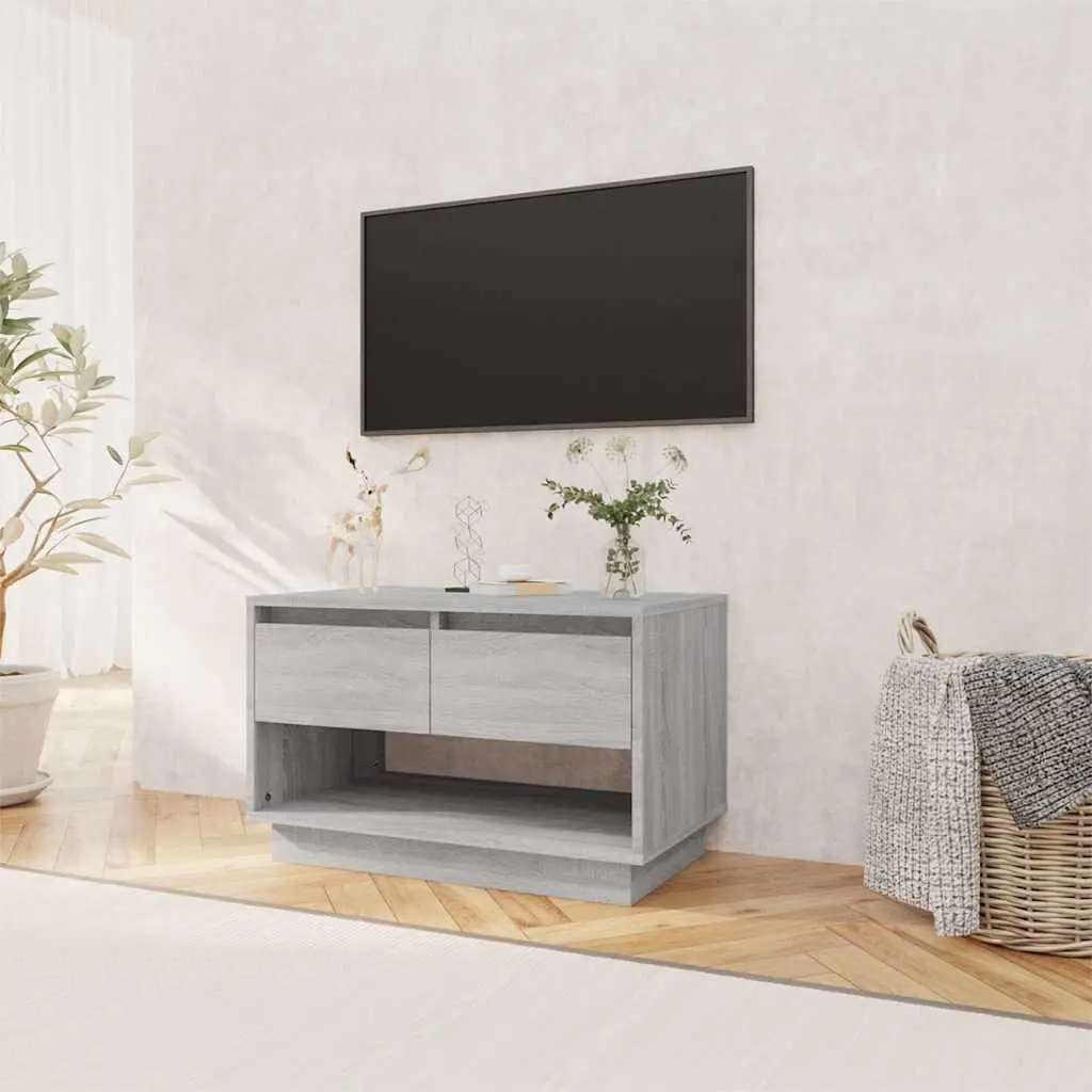 TV Cabinet Grey 70x41x44cm Living Room Storage Unit with Drawers Open
