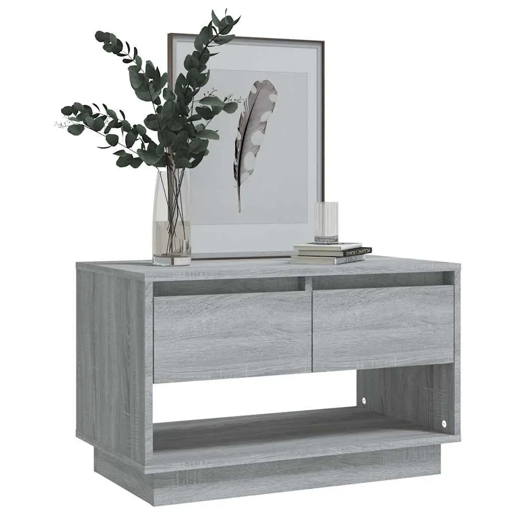 TV Cabinet Grey 70x41x44cm Living Room Storage Unit with Drawers Open