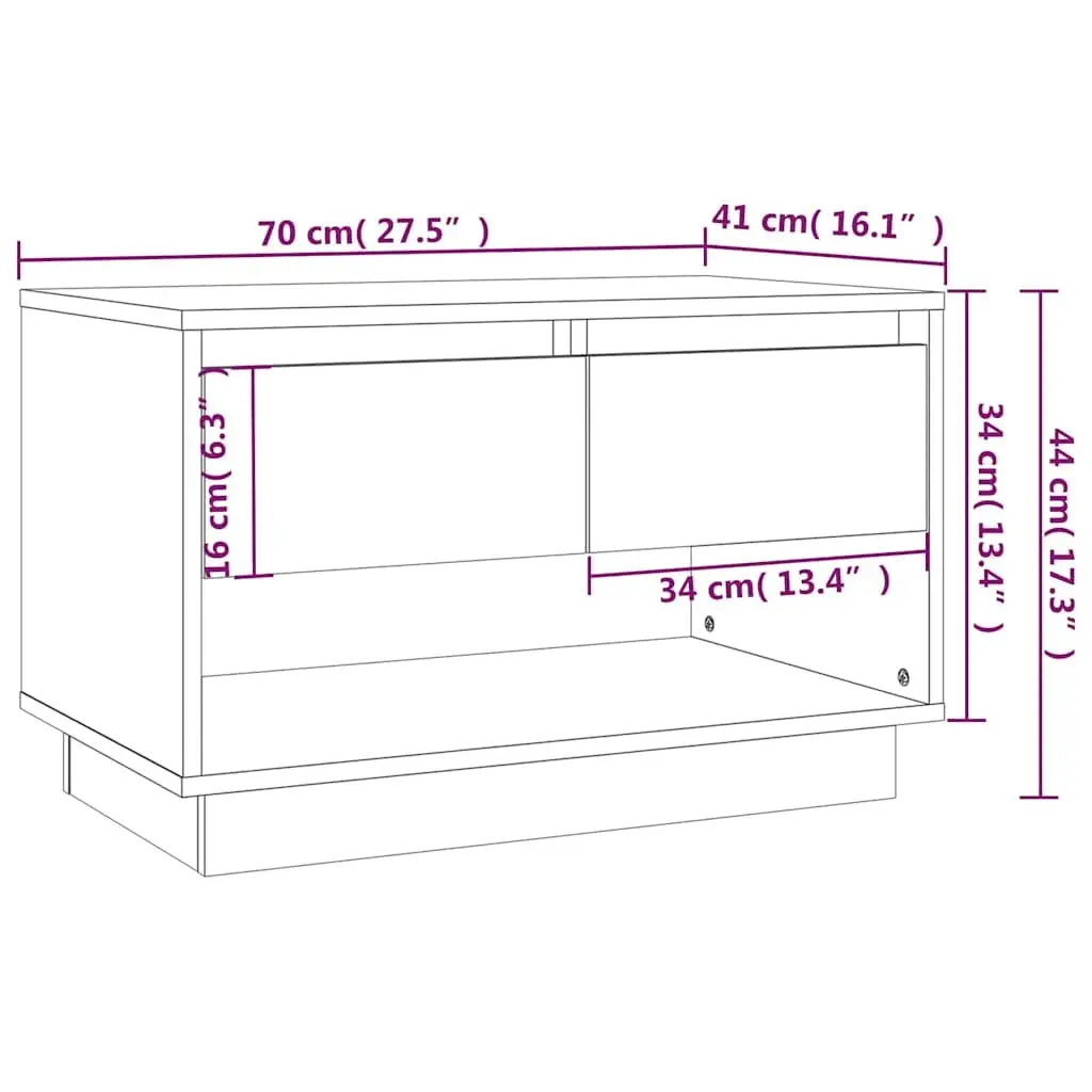 TV Cabinet Grey 70x41x44cm Living Room Storage Unit with Drawers Open