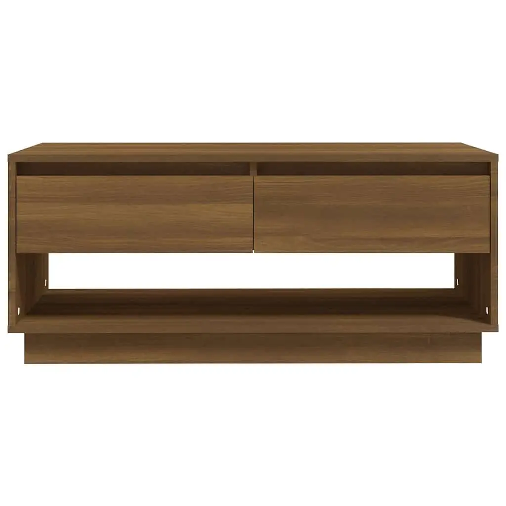Coffee Table Brown Oak with Drawers Storage Living Room Furniture 102.5x55x44 cm