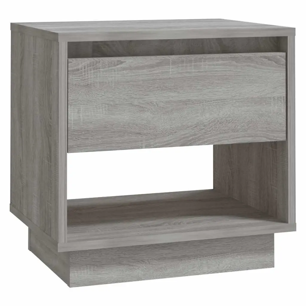 2 Piece Set Nightstand Cabinet Storage Drawer Compartment Grey Sonoma for Bedroom