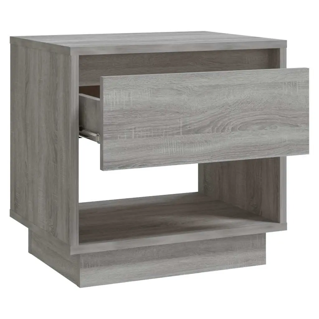 2 Piece Set Nightstand Cabinet Storage Drawer Compartment Grey Sonoma for Bedroom