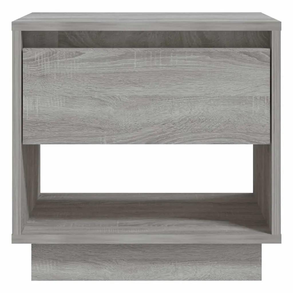 2 Piece Set Nightstand Cabinet Storage Drawer Compartment Grey Sonoma for Bedroom