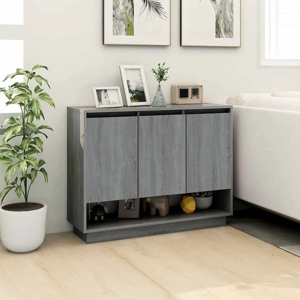 Sideboard Storage Cabinet Grey 97x31x75cm 3 Door Buffet Cupboard Display Unit