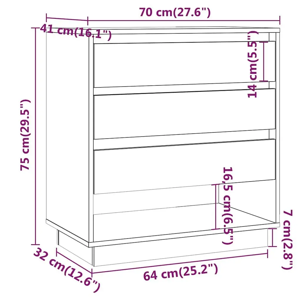 Sideboard for Home Brown Engineered Wood 3 Drawers 1 Compartment