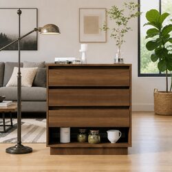 Sideboard Brown Oak Storage Cabinet with 3 Drawers 1 Compartment Home Furniture