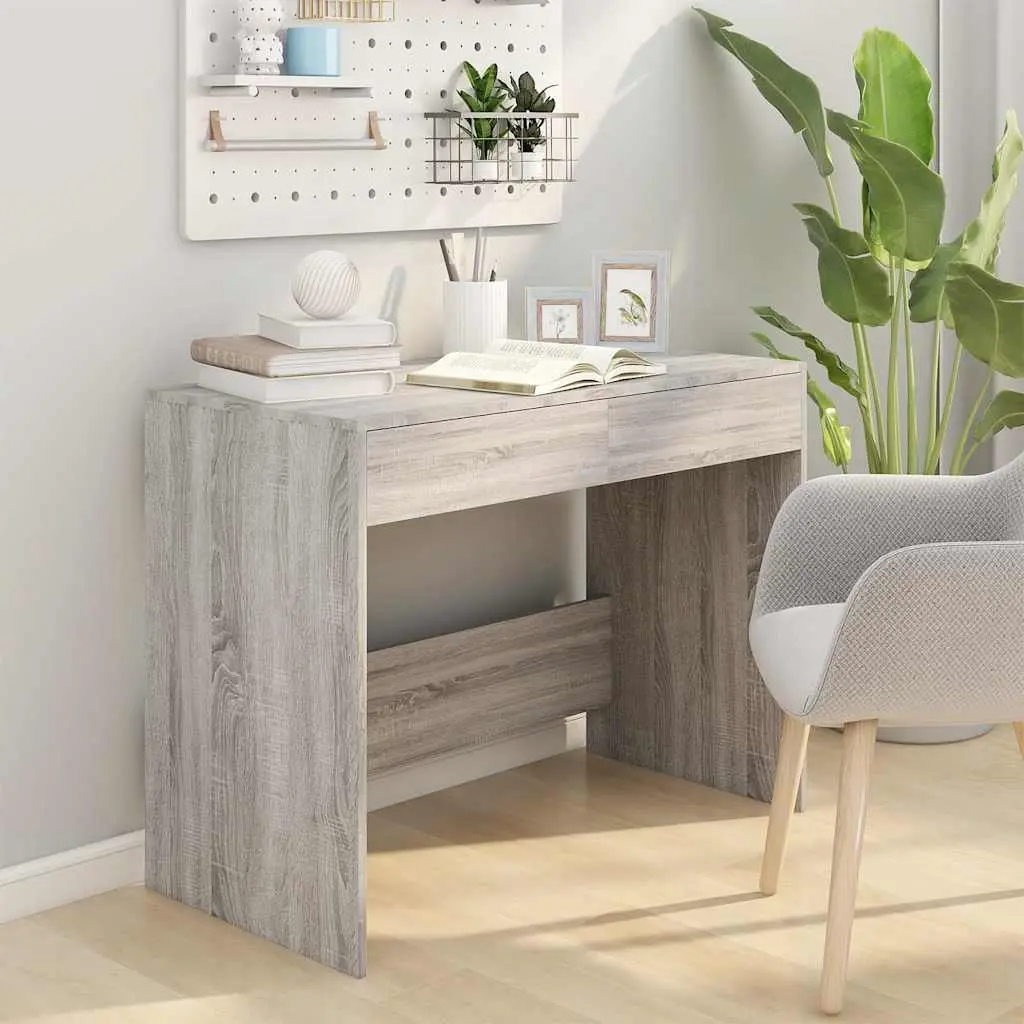 Office Desk for Home Office Grey 101 x 50 x 76.5 cm with 2 Drawers Storage