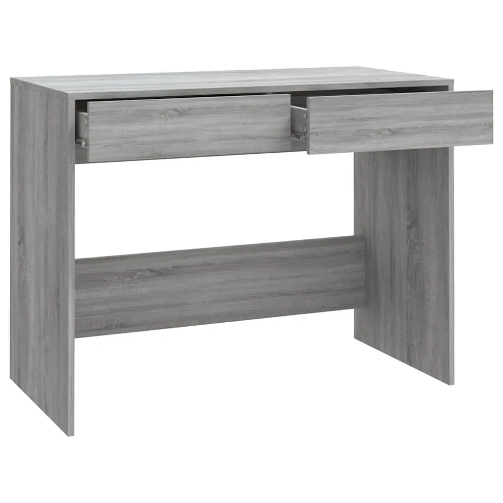 Office Desk for Home Office Grey 101 x 50 x 76.5 cm with 2 Drawers Storage