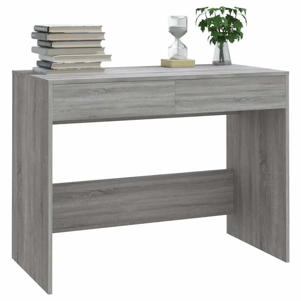 Office Desk for Home Office Grey 101 x 50 x 76.5 cm with 2 Drawers Storage