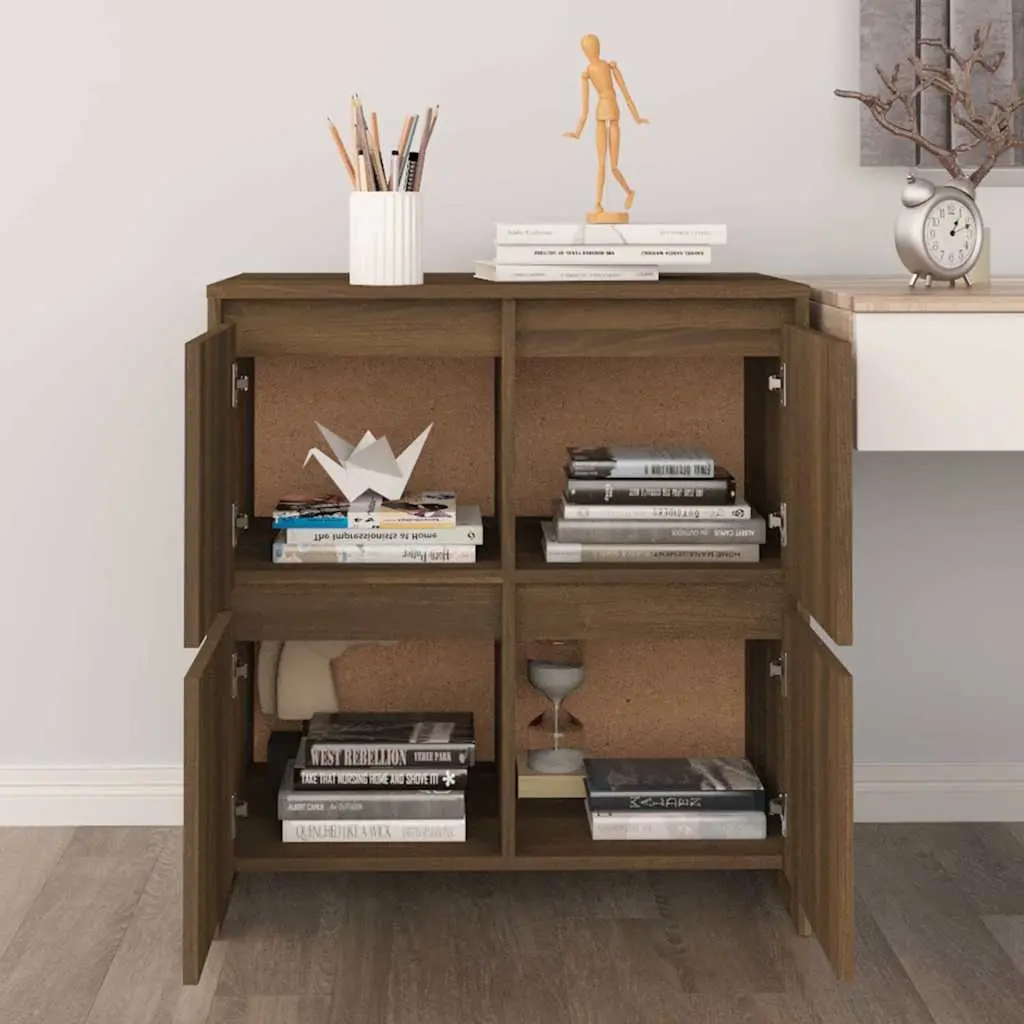 Sideboard with 4 Doors Brown Oak Storage Cabinet Buffet Furniture 70x41x75cm
